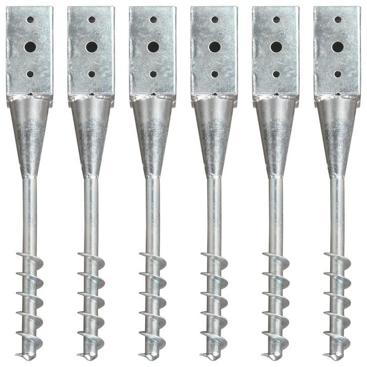 vidaXL Grondpinnen 6 st 7x7x56 cm gegalvaniseerd staal, Caravanes & Camping, Accessoires de camping, Envoi