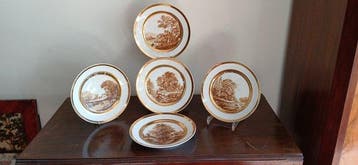 19th Century French porcelain cabinet plate featuring sepia