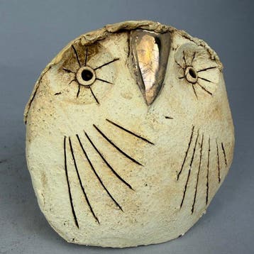 Ewa Budzowska - sculptuur, No reserve- the OWL- with 24carat