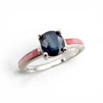 Zonder minimumprijs - Ring Zilver - Saffier (Gecertificeerd), Nieuw
