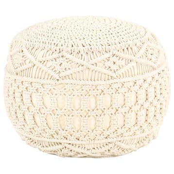 vidaXL Poef macramé handgemaakt 45x30 cm katoen, Maison & Meubles, Canapés | Repose-pieds & Poufs, Verzenden