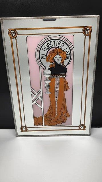 Alphonse Mucha - Miroir mural - Verre, Métal - Au Quartier, Antiquités & Art