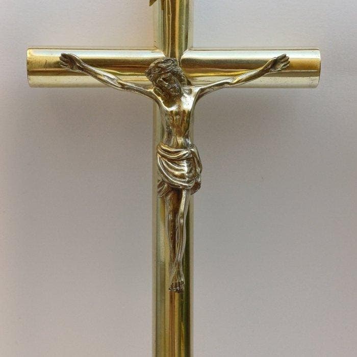 Antiek Kruis - Messing, IJzer - 1900-1920 - Groot, Antiquités & Art, Art | Art non-occidental