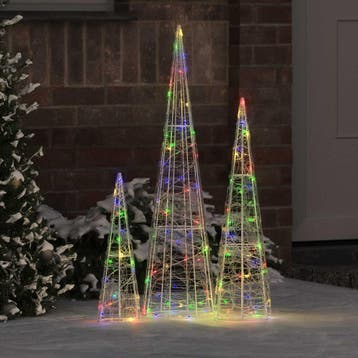vidaXL Kerstboom 3 st 90 LEDs Multikleur 20 x 20 x 80 cm, Verzenden, Nieuw