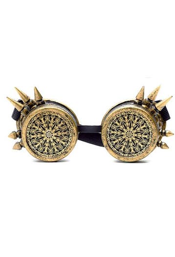 KIMU® Goggles Steampunk Bril Spikes Mandala Brons Montuur Br, Ophalen of Verzenden