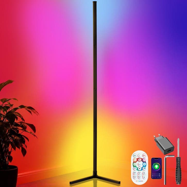 tectake LED-vloerlamp Spectra, 16 miljoen kleuren, 200+ lich, Huis en Inrichting, Lampen | Overige, Verzenden