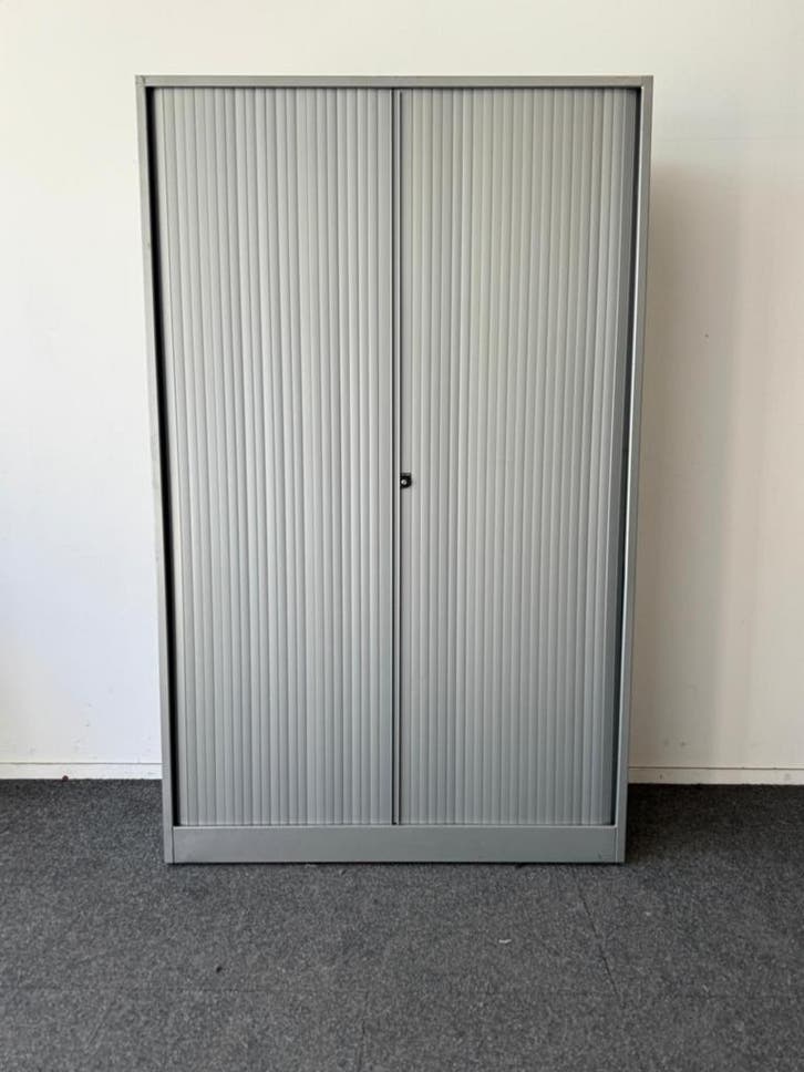 Roldeurkast - Ahrend - 195x120x45cm - Zilvergrijs met zilver, Articles professionnels, Aménagement de Bureau & Magasin | Mobilier de bureau & Aménagement