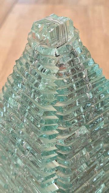 Lampe de table - Verre et Métal - Abat-jour en forme de