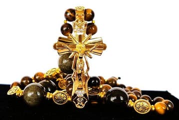 Tijgeroog & Zilveren Obsidiaan – Rozenkrans – Stralend Kruis