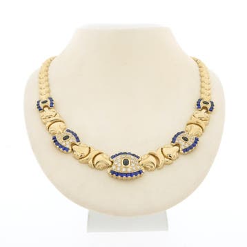 Luxe gouden collier met zirconia en toermalijn (Ketting), Gebruikt, Ophalen of Verzenden, Met edelsteen, Goud