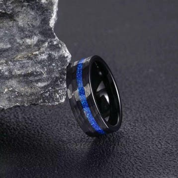 Bague en carbure de tungstène - incrustation dopale taillée