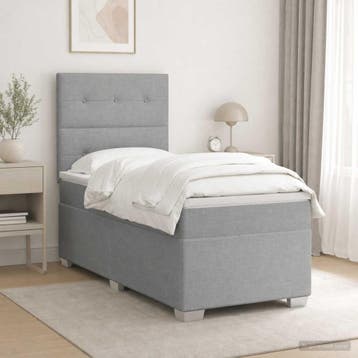 vidaXL Boxspringbed met matras Lichtgrijs 90 x 200 cm Stof, Verzenden