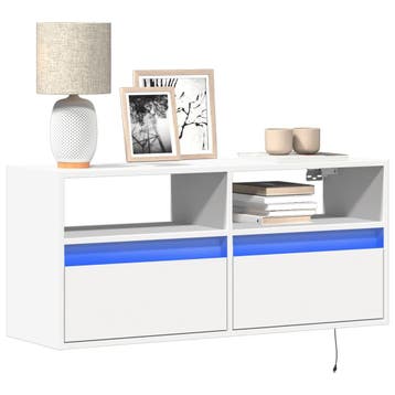 vidaXL Tv-wandmeubel met LED-verlichting 100x31x45 cm wit, Verzenden, Nieuw