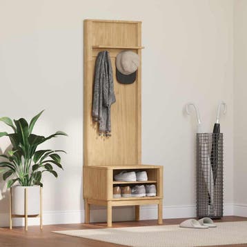 vidaXL hal kast FLORO Wasbruin 50 x 40 x 158 cm Massief, Verzenden, Nieuw