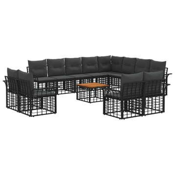 vidaXL Buiten bank set 13 pcs Zwart en Donker Grijs, Tuin en Terras, Verzenden, Nieuw