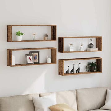 vidaXL Wandplanken 4 st Oudhout 80 x 15 x 26 cm Bewerkt hout, Verzenden