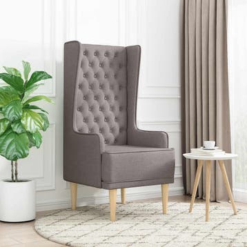 vidaXL Gecapitonneerde stoel met hoge rugleuning Taupe Stof, Verzenden, Nieuw