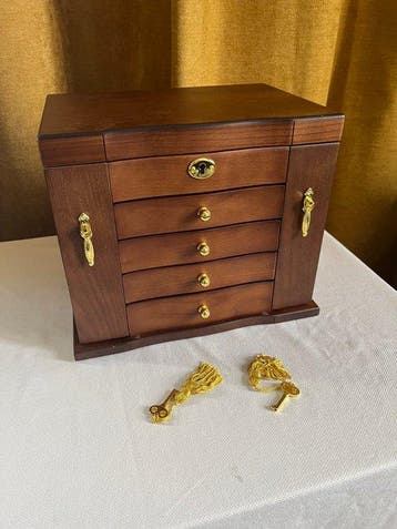 Boite a Bijoux - 5 Niveaux - Sieradendoos - Hout - Spiegel &