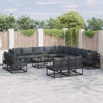 vidaXL Tuinbank Set met kussen 14 pcs Zwart Aluminium, Verzenden