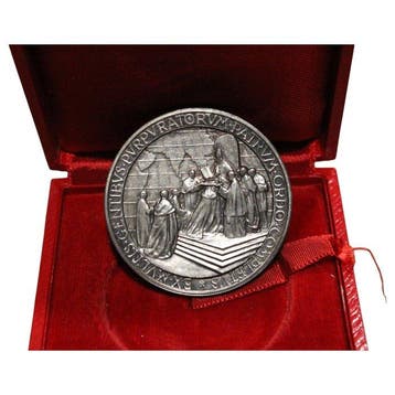 Vaticaan. Medal Medalha Papal Oficial em Prata no Estojo