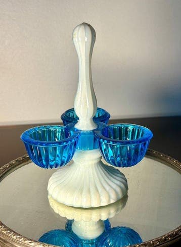 portieux - Salière et poivrière - opaline and transparent, Antiquités & Art