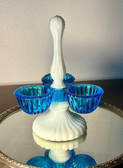 portieux - Salière et poivrière - opaline and transparent, Antiquités & Art, Curiosités & Brocante