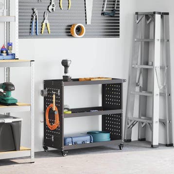 vidaXL Gereedschapswagen Zwart 75 x 35 x 73 cm Koudgewalst, Verzenden