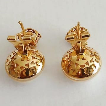 Oorbellen - 18 karaat Geel goud - 0.02ct. tw. Parel -