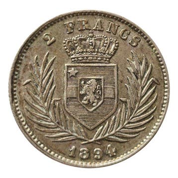 Belgisch-Congo. 2 Francos Leopoldo II 1894 Estado Libre del
