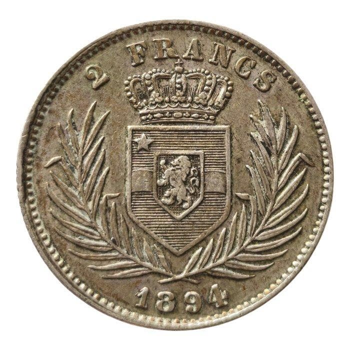 Belgisch-Congo. 2 Francos Leopoldo II 1894 Estado Libre del, Postzegels en Munten, Munten | Nederland