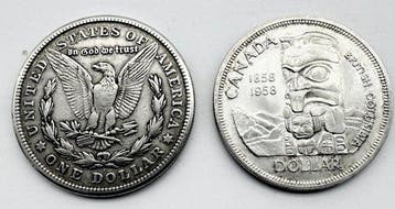 Wereld. United States & Canada – Two Silver Dollars. (Zonder