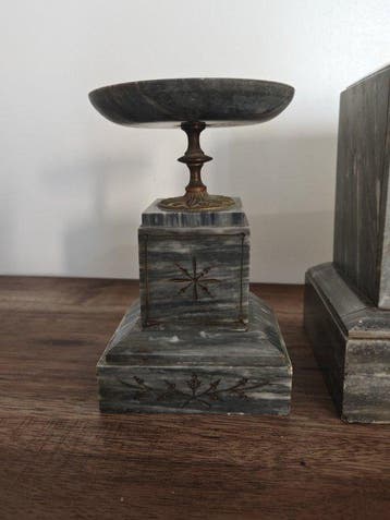 Pendule - Vintage Marmer, Brons - 1910-1920