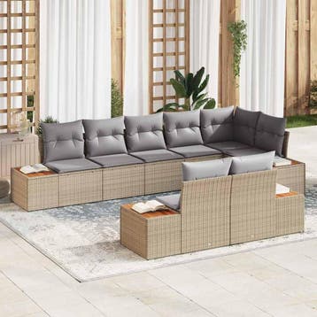 vidaXL Tuinbank Set 8 st 8-Aantal zitplaatsen Beige en, Verzenden, Nieuw
