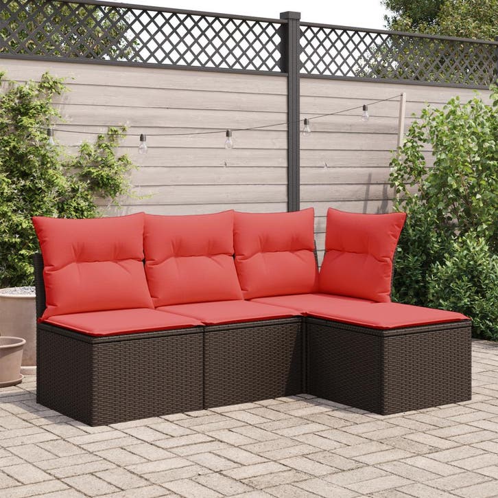 vidaXL Tuinkruk met kussen 55x55x37 cm poly rattan bruin, Tuin en Terras, Tuinsets en Loungesets, Nieuw, Verzenden