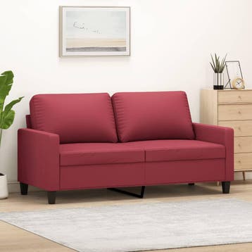 vidaXL Tweezitsbank / zetel 140 cm kunstleer wijnrood, Verzenden