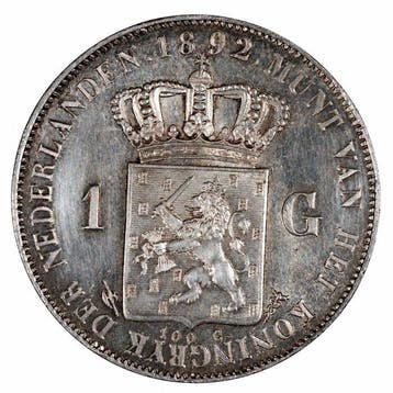 Nederland. 1 Gulden 1892 – Queen Wilhelmina – Young Portrait