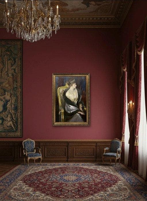 École Espagnole (c. 1950) - Victorie-Eugenie de Battenberg,, Antiek en Kunst, Kunst | Schilderijen | Klassiek