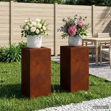 vidaXL Plantenstand 2 pcs Roestkleurig 30 x 30 x 60 cm, Tuin en Terras, Verzenden, Nieuw