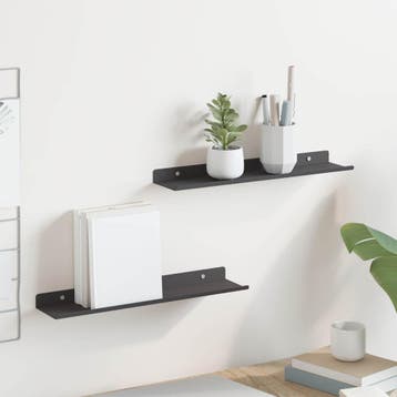 vidaXL Zwevende plank 2 st Zwart 40 x 9 x 2,5 cm Staal, Verzenden, Nieuw