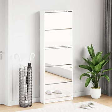 vidaXL Schoenenkast met 5 spiegels 63x17x169,5 cm wit, Verzenden, Nieuw