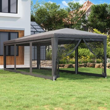 vidaXL Partytent met 8 mesh zijwanden 3x9 m HDPE, Verzenden, Nieuw