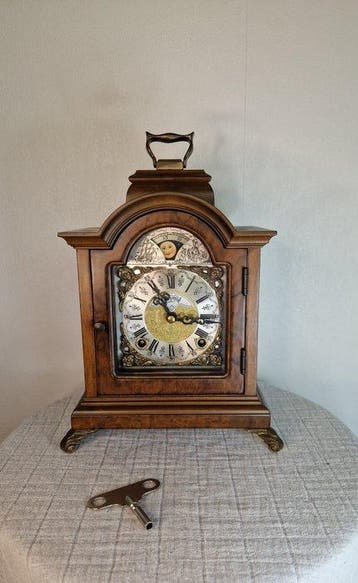 Tafelklok - Antiek Hout, Glas, Metaal - 1950-1960 - Warmink, Antiek en Kunst, Antiek | Klokken