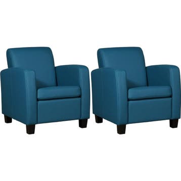 Set van 2 Leren fauteuils Joy - Toledo Turquoise (blauw) -, Huis en Inrichting, Nieuw, Ophalen of Verzenden, 50 tot 75 cm, Leer