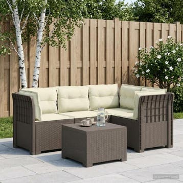vidaXL 4-Zitter Tuin Sofa met Kussens Rattan Look PP, Verzenden