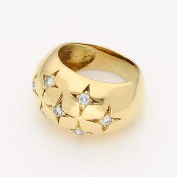 Bague - 14 carats Or jaune Diamant (Naturelle)