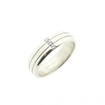 9 karaat ring met diamanten; 0,075 ct., Handtassen en Accessoires, Ringen, Gebruikt, 19 tot 20, Wit, Ophalen of Verzenden