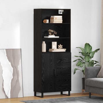 vidaXL Highboard 2 st Zwart Eiken 69,5 x 34 x 180 cm, Verzenden, Nieuw