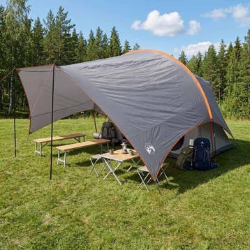 vidaXL Campingzeil waterbestendig Grijs en Oranje 550 x 400, Verzenden, Nieuw