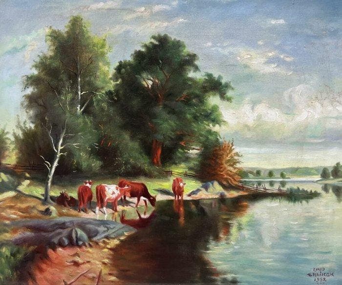 Europese school (XX) - “Whispers of Eden”, Antiek en Kunst, Kunst | Schilderijen | Klassiek