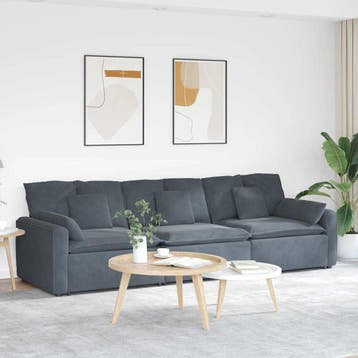 vidaXL Modulaire bank met kussens donkergrijs, Huis en Inrichting, Zetels | Voetbanken en poefs, Verzenden, Nieuw